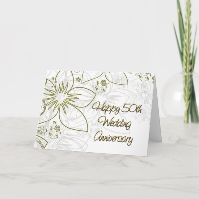 50-årsjubileum Guld Blommor och Virvlar Kort (Framsida)