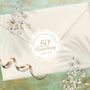 50-årsjubileum Guld Dust Confetti Runt Klistermärke
