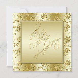 50-årsjubileum Guld FAUX Glitter Inbjudan