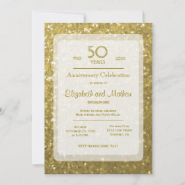 50-årsjubileum | Guld glitter Inbjudningar