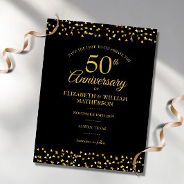 50-årsjubileum Guld Hearts Spara datumet Meddelande Vykort