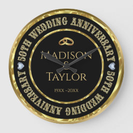 50-årsjubileum Guld Large Clock Stor Klocka