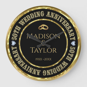 50-årsjubileum Guld Large Clock Stor Klocka