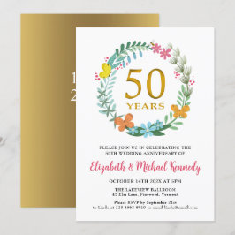 50-årsjubileum Guldblommekrans-inbjudan Inbjudningar