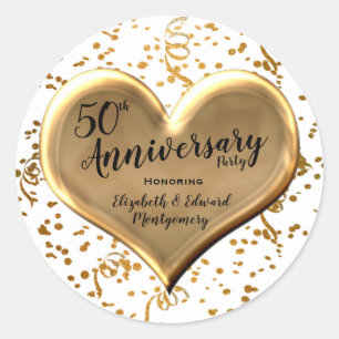 50-årsjubileum - Gyllen glans - Rund dekalj Runt Klistermärke
