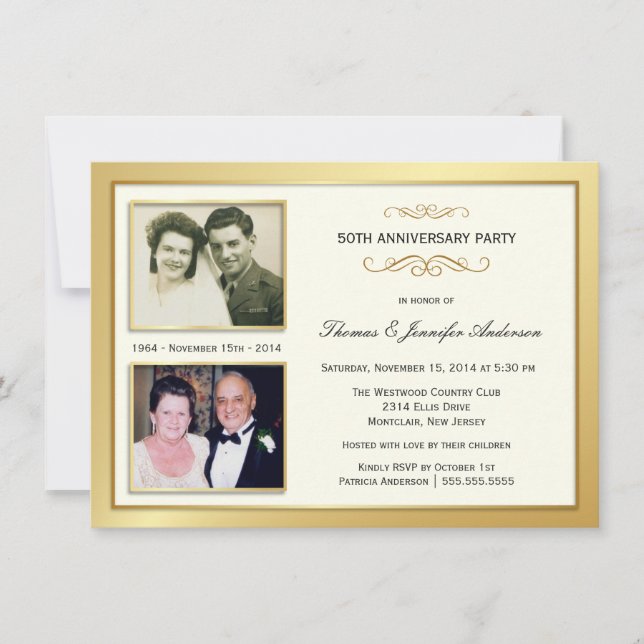 50-årsjubileum Inbjudan med då- och nu-fotografier (Framsida)