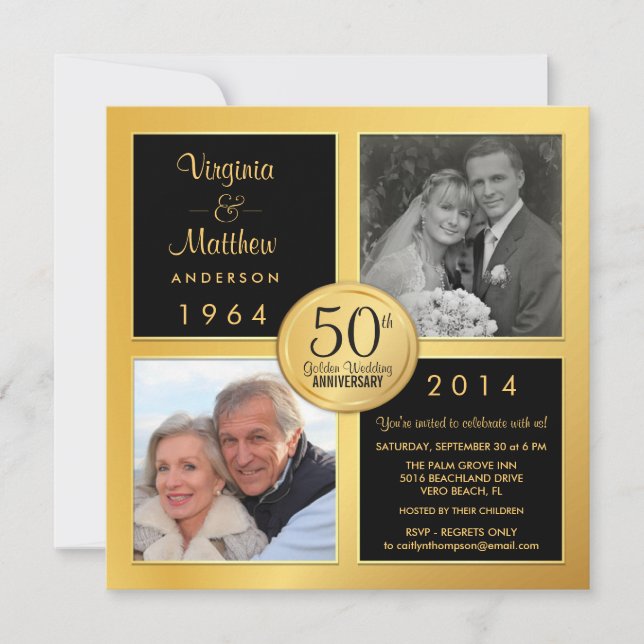 50-årsjubileum med bilder från då och nu inbjudningar (Framsida)