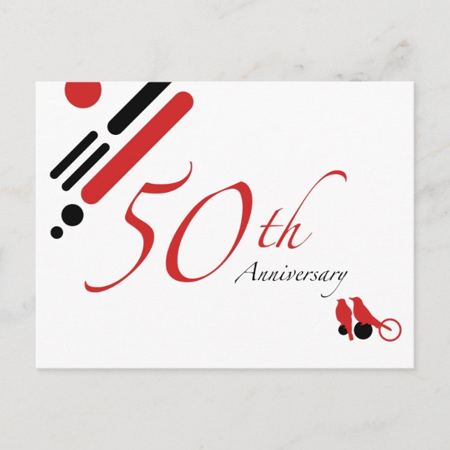 50-årsjubileum (med fåglar) vykort (Framsida)