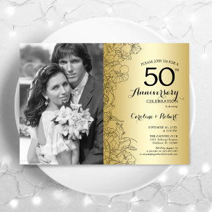 50-årsjubileum med foto - Guldblommor Inbjudningar