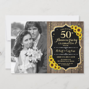 50-årsjubileum med foto - Rustika solrosor Inbjudningar