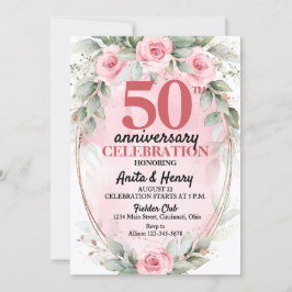 50-årsjubileum Mjuk Rosa & Sålgröna Rosor Inbjudningar
