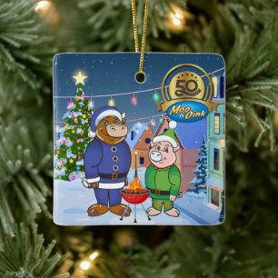 50-årsjubileum Moo & Oink-ornament Julgransprydnad Keramik