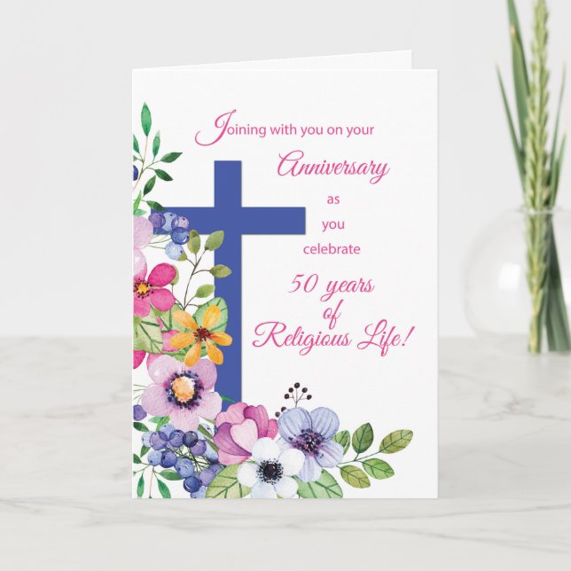 50-årsjubileum Nun Religiösa Life Kor, Blommor Kort (Framsida)