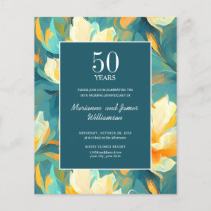 50-årsjubileum Orange Teal Målad Blomma