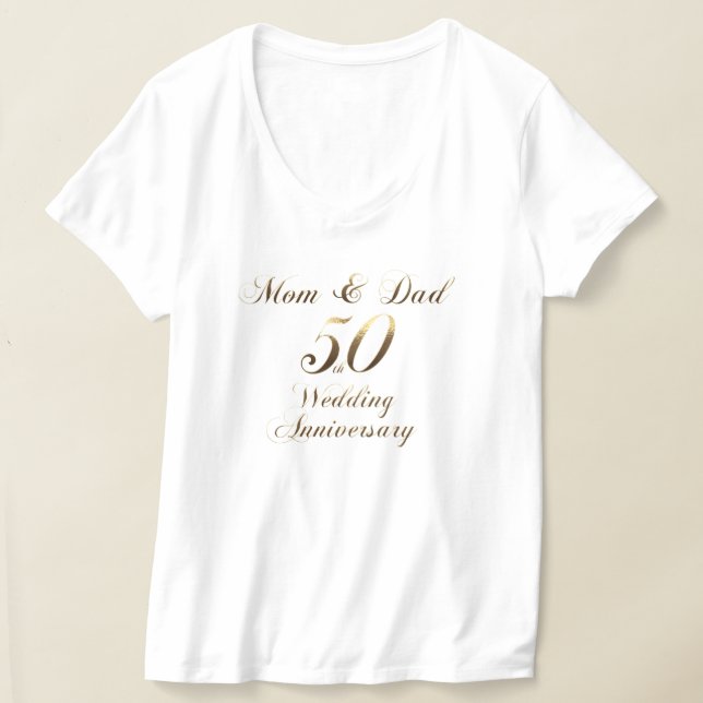 50-årsjubileum Parents Golden Bröllop T-Shirt (Laydown)