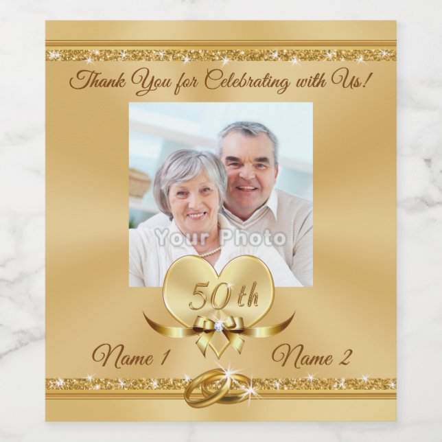 50-årsjubileum Personlig Flaska-etiketter, storlek Vinflaska Etikett (Singel etikett)