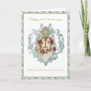 50-årsjubileum Präst Elegant Kalk Floral Kort