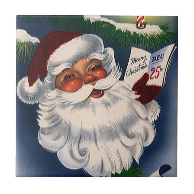 50-årsjubileum Retro Jolly Jultomten, helgjul Kakelplatta (Framsidan)