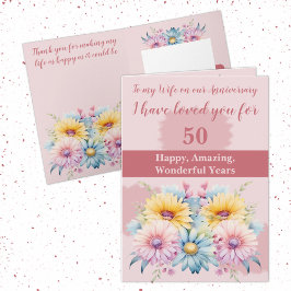 50-årsjubileum rosa av frukost gerbera blommigt kort