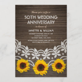 50-årsjubileum Rustika solrosor Spets Inbjudningar