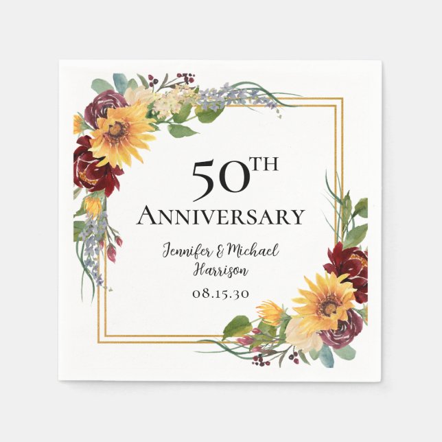 50-årsjubileum Solrosor Pappersservett (Framsidan)