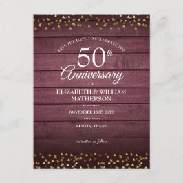 50-årsjubileum Spara datumet Guldhjärtan Rustik  Vykort