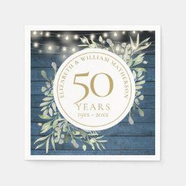 50-årsjubileum Strängljus Lövverk Rustik Trä Pappersservett