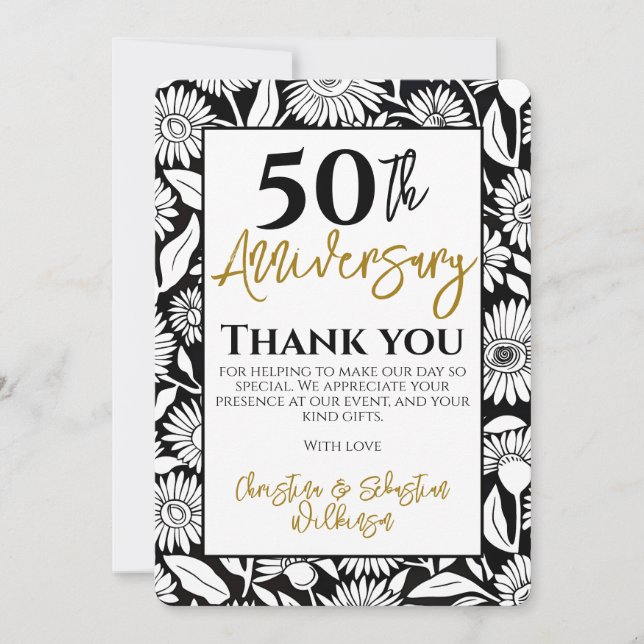 50-årsjubileum Tack Minimal Solros  Kort (Framsida)
