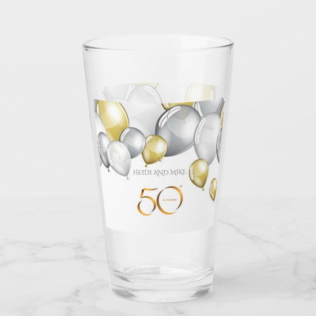 50-årsjubileum tumör/glas. Personlig namn. Glaskopp (Framsida)
