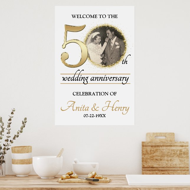 50-årsjubileum Välkomstskylt med foto Poster (Kök)