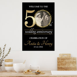 50-årsjubileum Välkomstskylt med foto Poster