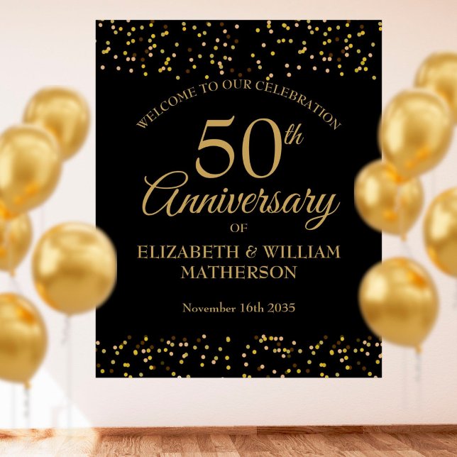 50-årsjubileum välkomstskylt till Black Guld Dust Poster (Skapare uppladdad)