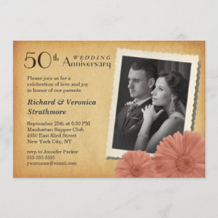 50-årsjubileum Vintage Daisy Foto Inbjudningar