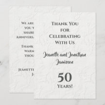 50-årsjubileum Vit Blommig Taktfullt Tack 