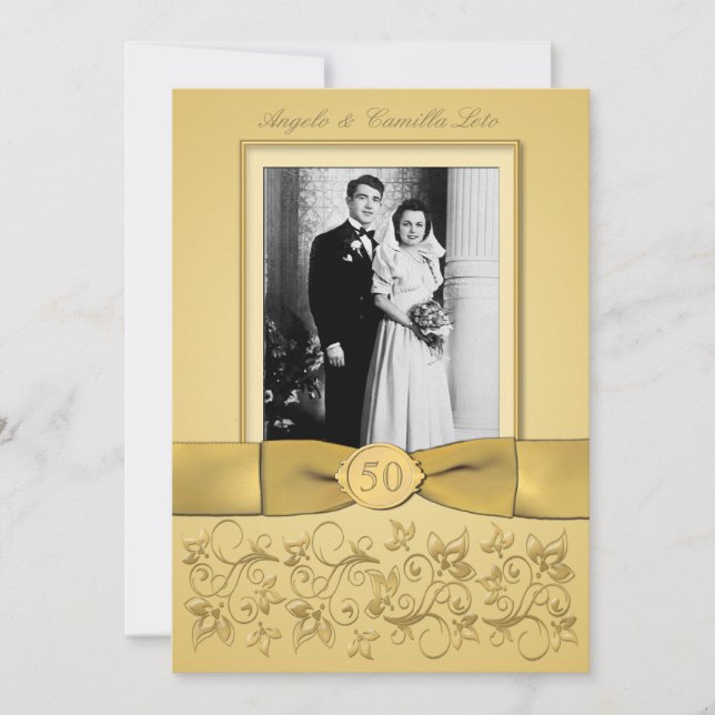 50-årsjubileums Guld Invitation Inbjudningar (Framsida)