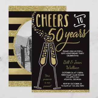 50-årsjubileums inbjudan, falskt glitter/folie inbjudningar