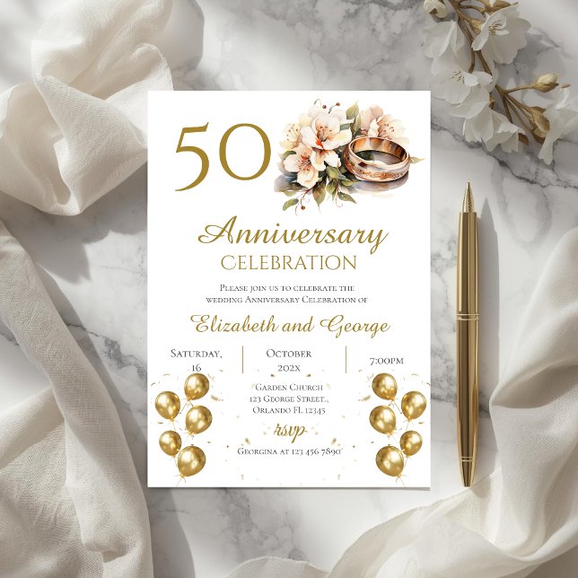 50-årsjubileums inbjudan med ringar (Skapare uppladdad)