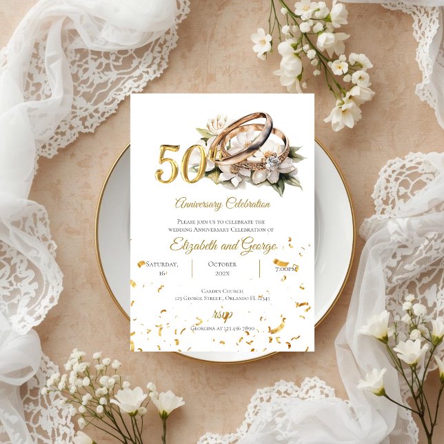 50-årsjubileums inbjudan med ringar (Skapare uppladdad)