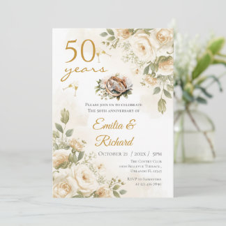 50-årsjubileums inbjudan med ringar och vit