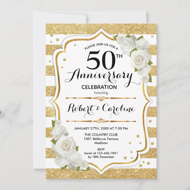 50-årsjubileums inbjudan - Vita Gula Rosor (Framsida)