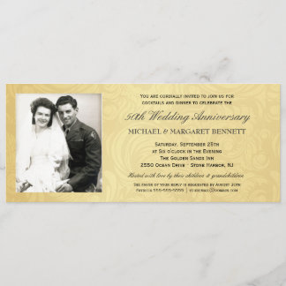50-årsjubileums inbjudningar - Vintage guld Damask