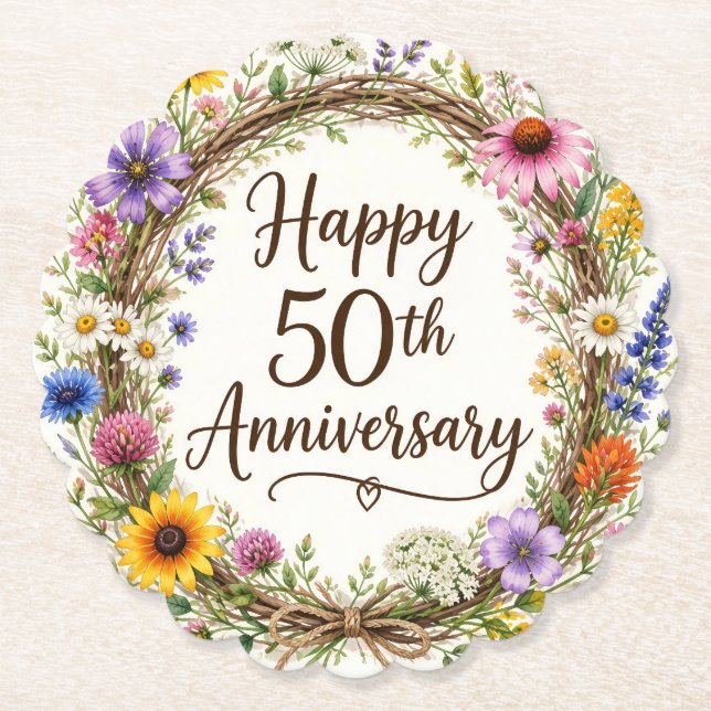 50-årsjubileumsblommor underlägg papper (Framsida)
