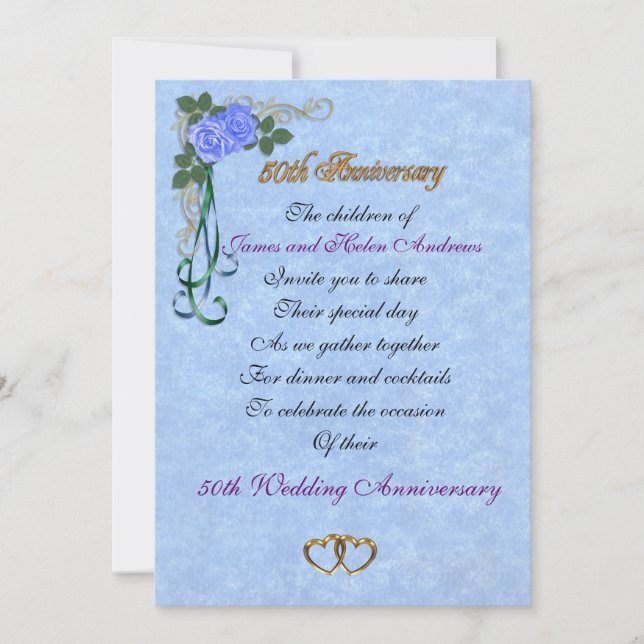 50-årsjubileumsfestinbjudan till föräldrar inbjudningar (Framsida)
