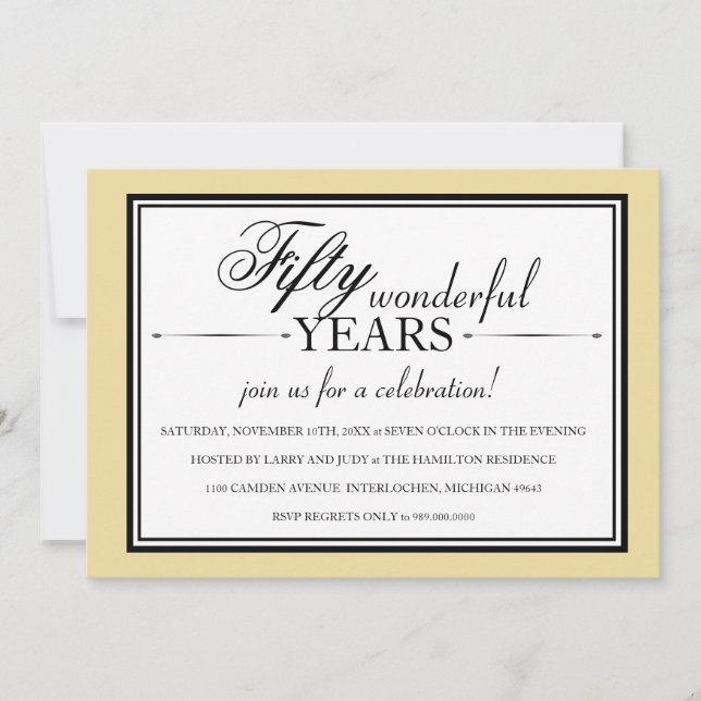50-årsjubileumsinbjudan inbjudningar (Framsida)