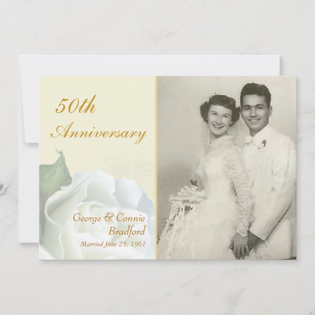 50-årsjubileumspartajinvitationer - Romantisk ros Inbjudningar (Framsida)