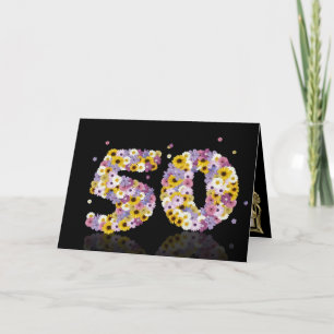 50-årskort med brev i blomsterodling kort