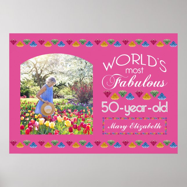 50-årspresent Mest fantastiska ädelstenar Rosa Dit Poster (Framsidan)