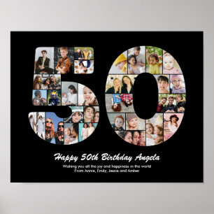 50-årspresent Nummer 50 Fotokollagegåva Poster
