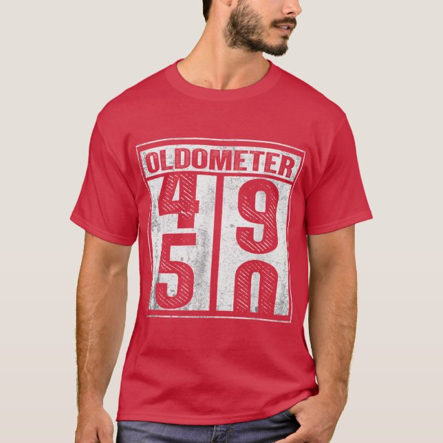 50-årspresent rolig present män kvinnor Oldometer  T Shirt (Framsida)