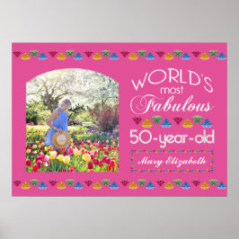 50-årspresent Sällsynta ädelstenar Rosa Ditt foto Poster